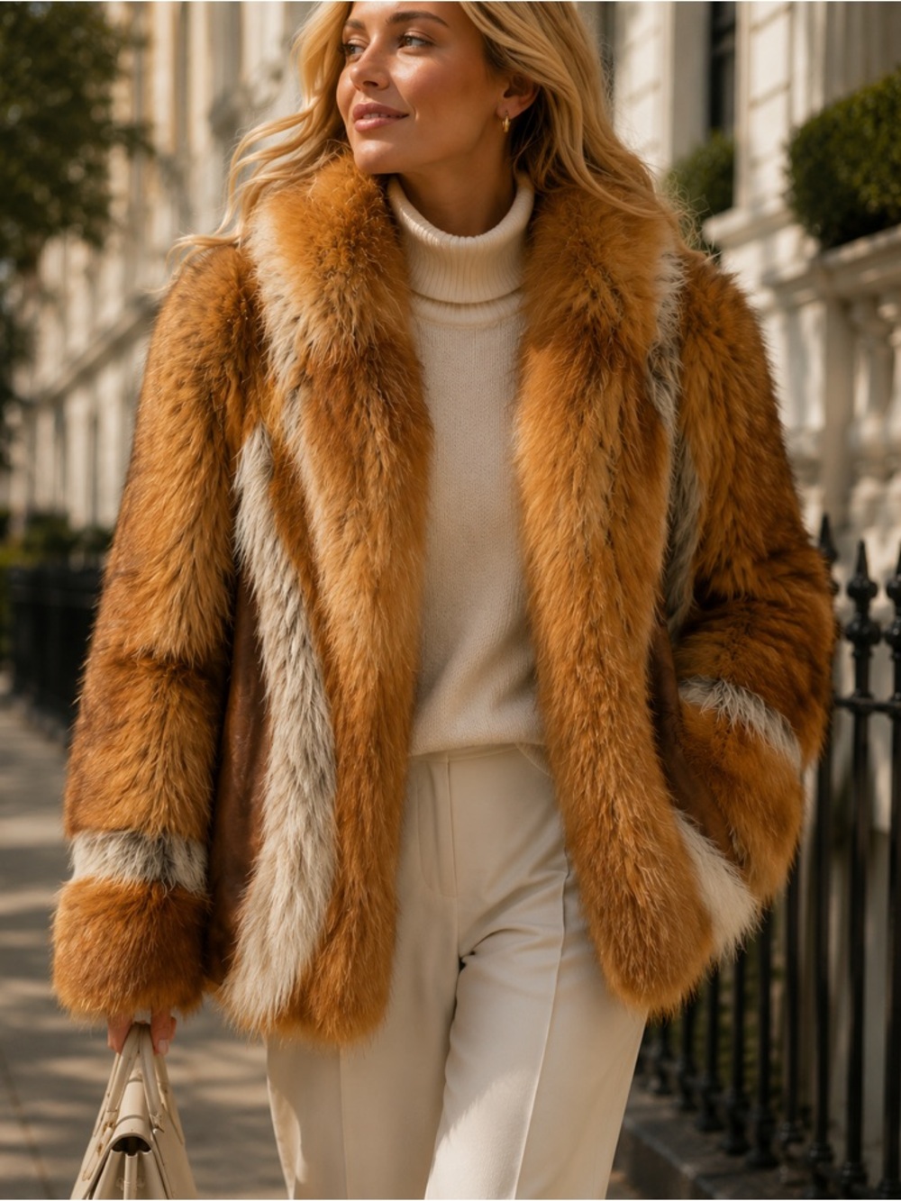 Vintage Paul Lutz Genuine Red Fox Fur Coat Old Hollywood Glam Jacket S/M Luxury